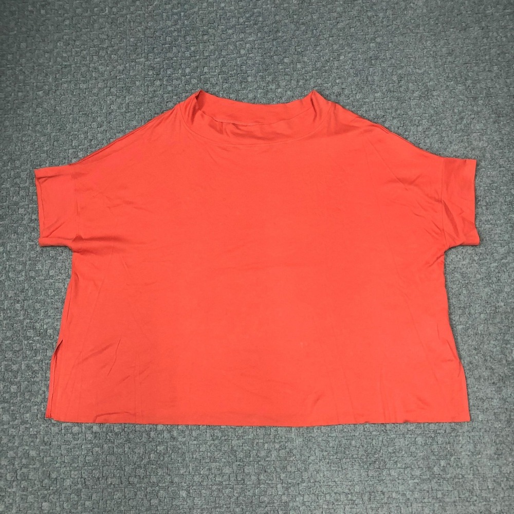 Planet by Lauren G Shirt Womens One Size Coral Pima Cotton Oversized Boxy Tee